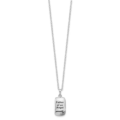 Sterling Silver Sentimental Expressions Rhodium-Plated Antiqued Father Of An Angel Ash Holder 18 Inch Necklace