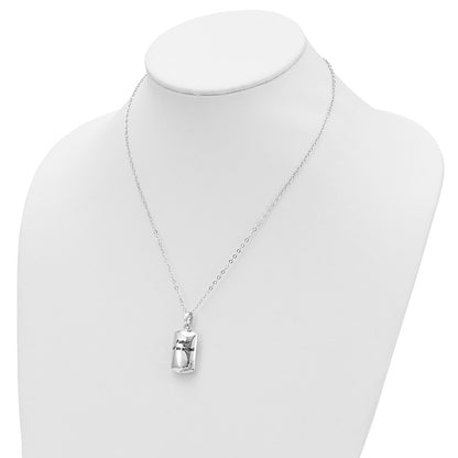 Sterling Silver Sentimental Expressions Rhodium-Plated Antiqued Father Of An Angel Ash Holder 18 Inch Necklace