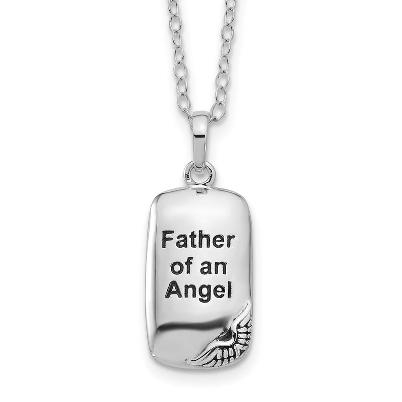 Sterling Silver Sentimental Expressions Rhodium-Plated Antiqued Father Of An Angel Ash Holder 18 Inch Necklace