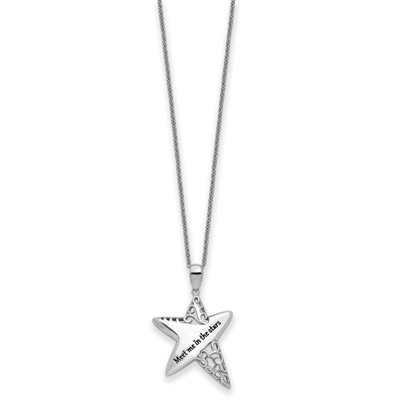 Sterling Silver Sentimental Expressions Rhodium-Plated Antiqued Meet Me In The Stars 18 Inch Necklace