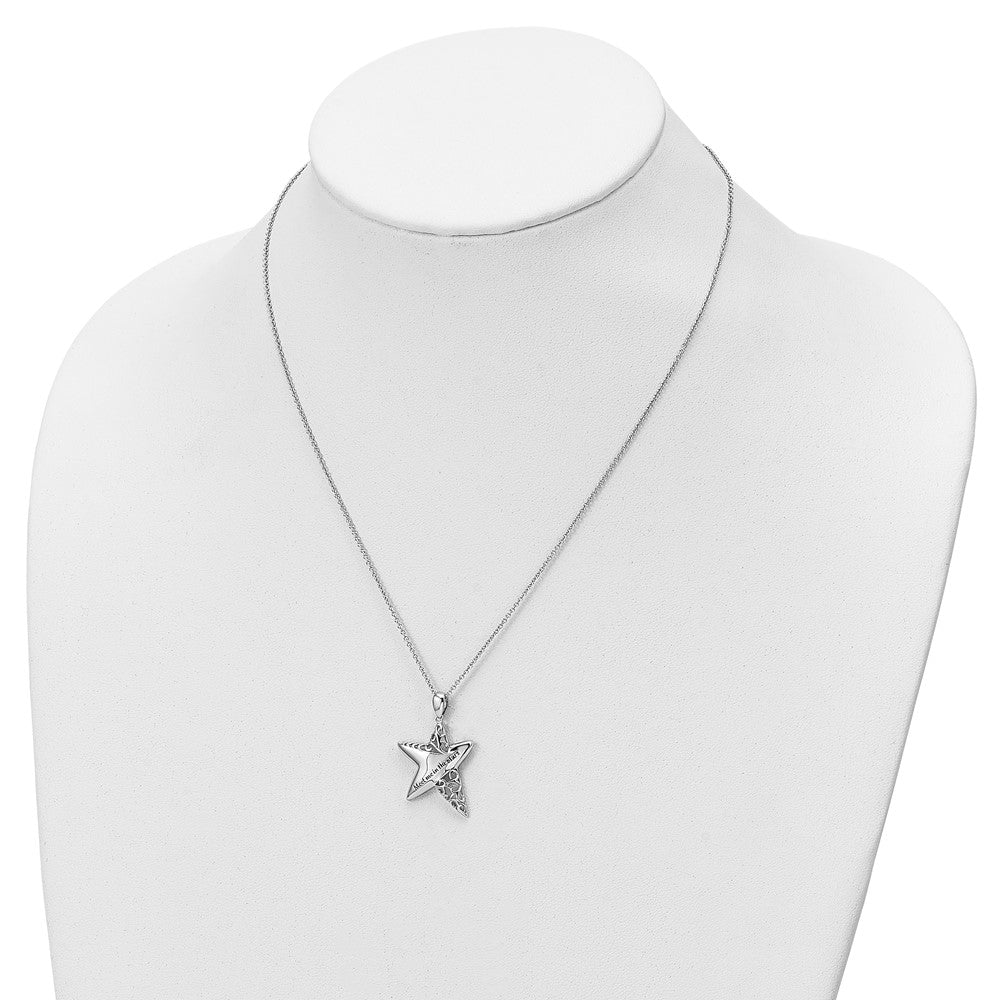 Sterling Silver Sentimental Expressions Rhodium-Plated Antiqued Meet Me In The Stars 18 Inch Necklace