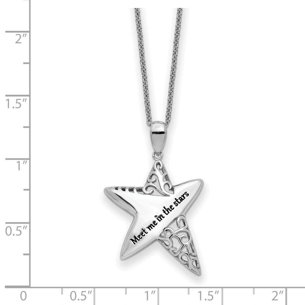 Sterling Silver Sentimental Expressions Rhodium-Plated Antiqued Meet Me In The Stars 18 Inch Necklace