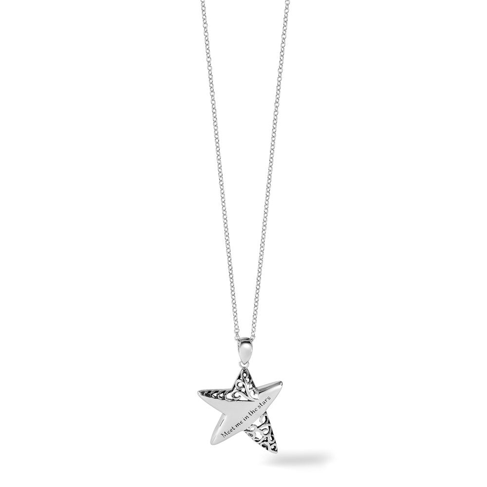 Sterling Silver Sentimental Expressions Rhodium-Plated Antiqued Meet Me In The Stars 18 Inch Necklace