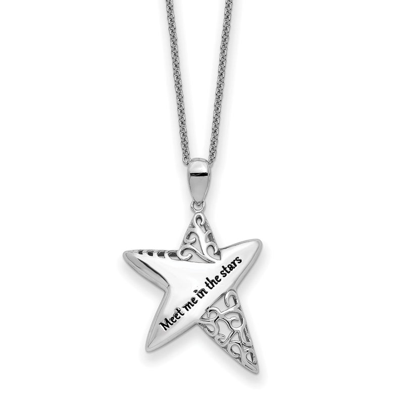 Sterling Silver Sentimental Expressions Rhodium-Plated Antiqued Meet Me In The Stars 18 Inch Necklace