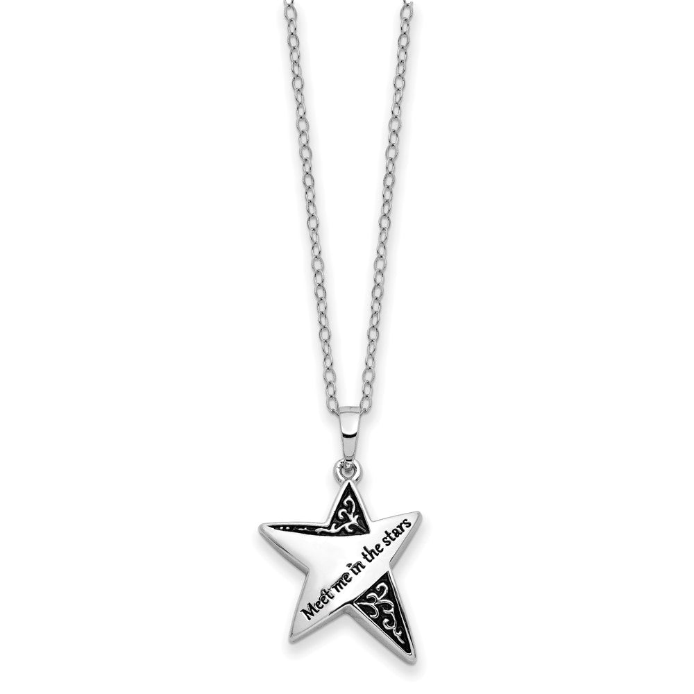 Sterling Silver Sentimental Expressions Rhodium-Plated Antiqued Meet Me In The Stars 18 Inch Ash Holder Necklace