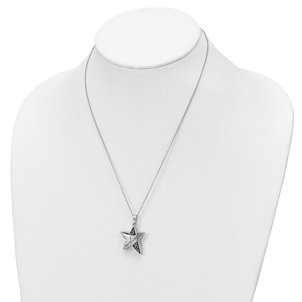 Sterling Silver Sentimental Expressions Rhodium-Plated Antiqued Meet Me In The Stars 18 Inch Ash Holder Necklace