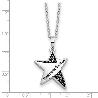Sterling Silver Sentimental Expressions Rhodium-Plated Antiqued Meet Me In The Stars 18 Inch Ash Holder Necklace