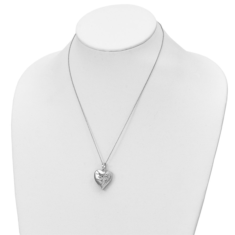 Sterling Silver Sentimental Expressions Rhodium-Plated Antiqued Cz Fly With The Angels Ash Holder 18 Inch Necklace