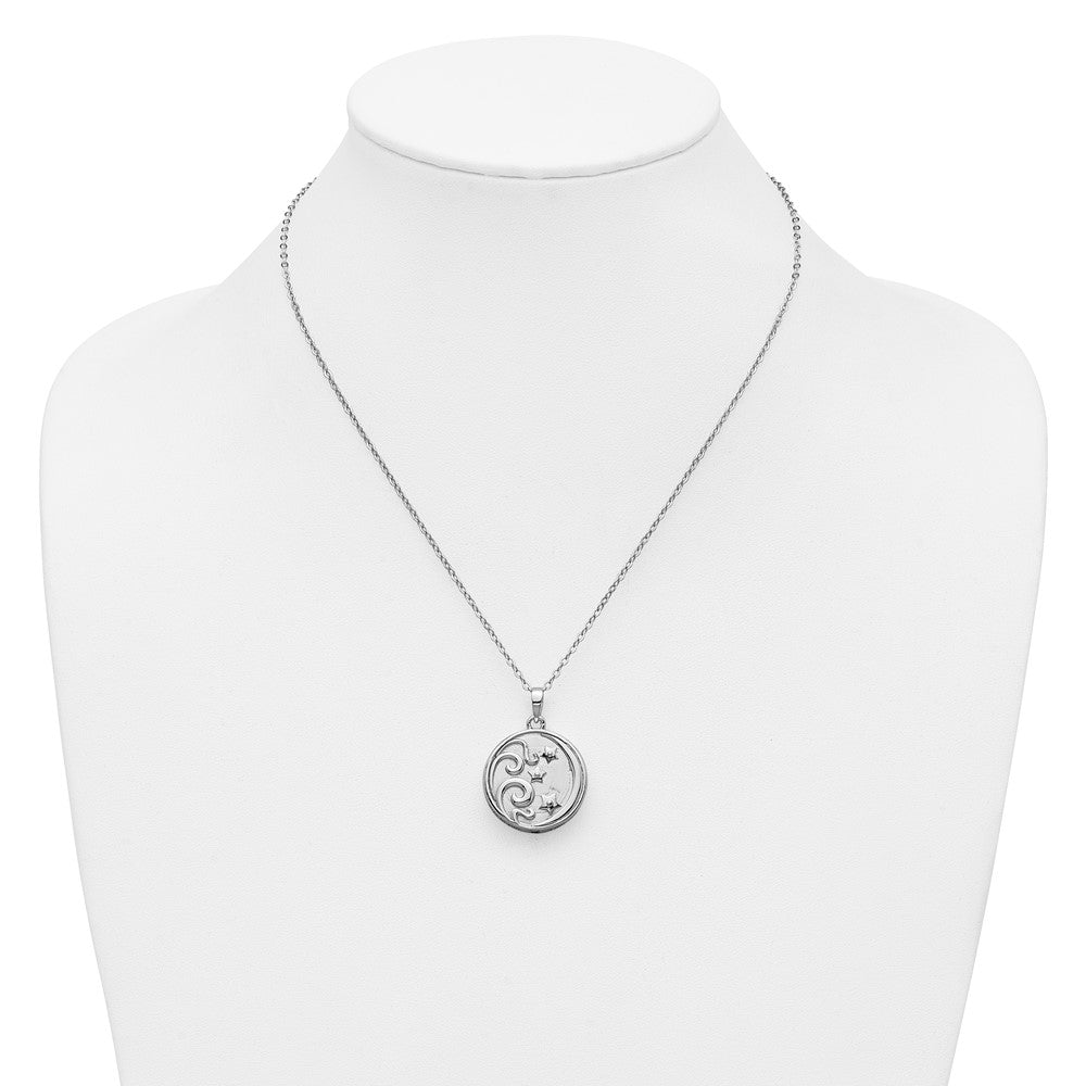 Sterling Silver Sentimental Expressions Rhodium-Plated Antiqued Goodnight Ash Holder 18 Inch Necklace