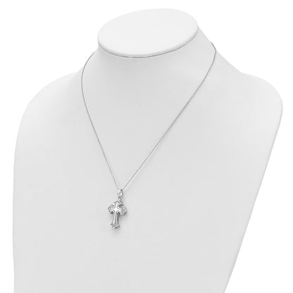 Sterling Silver Sentimental Expressions Rhodium-Plated Cz Eternal Home Cross Ash Holder 18 Inch Necklace