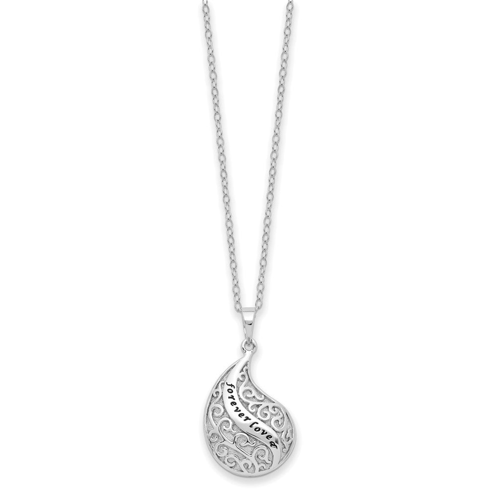 Sterling Silver Sentimental Expressions Rhodium-Plated Antiqued Forever Loved Ash Holder 18 Inch Necklace