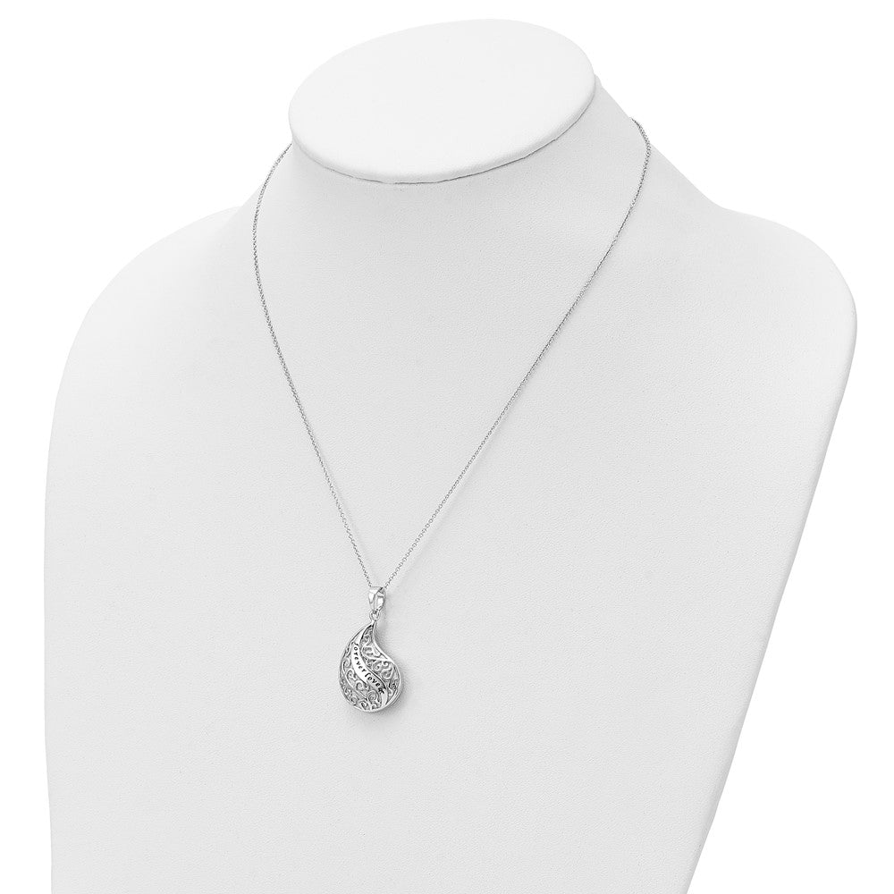 Sterling Silver Sentimental Expressions Rhodium-Plated Antiqued Forever Loved Ash Holder 18 Inch Necklace