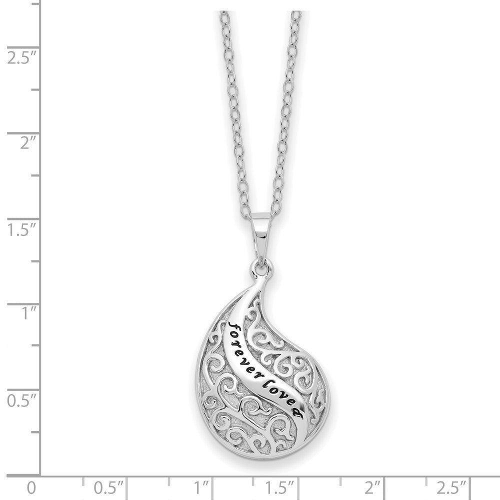 Sterling Silver Sentimental Expressions Rhodium-Plated Antiqued Forever Loved Ash Holder 18 Inch Necklace
