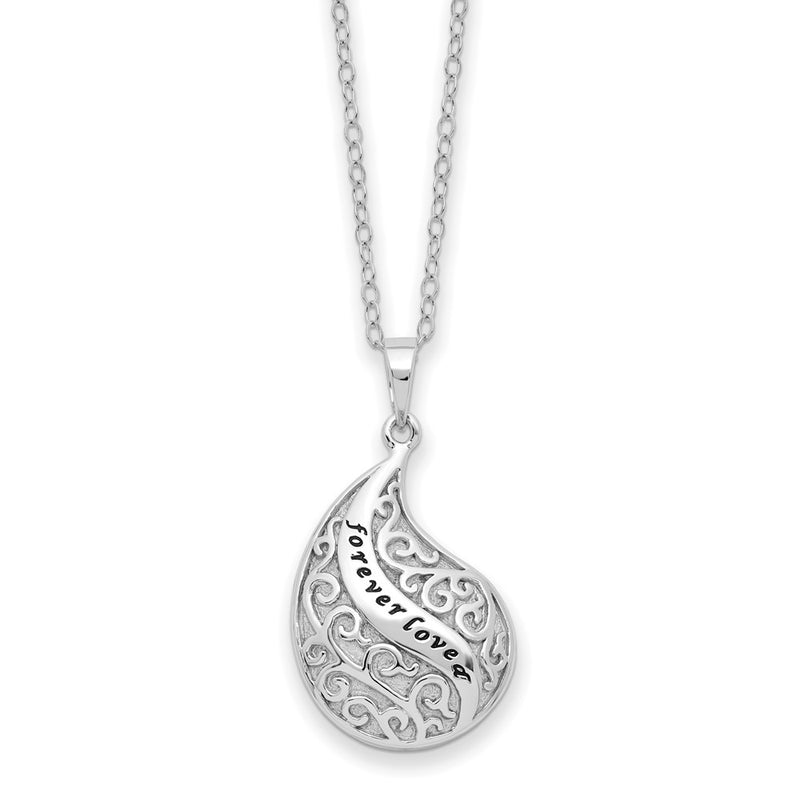 Sterling Silver Sentimental Expressions Rhodium-Plated Antiqued Forever Loved Ash Holder 18 Inch Necklace