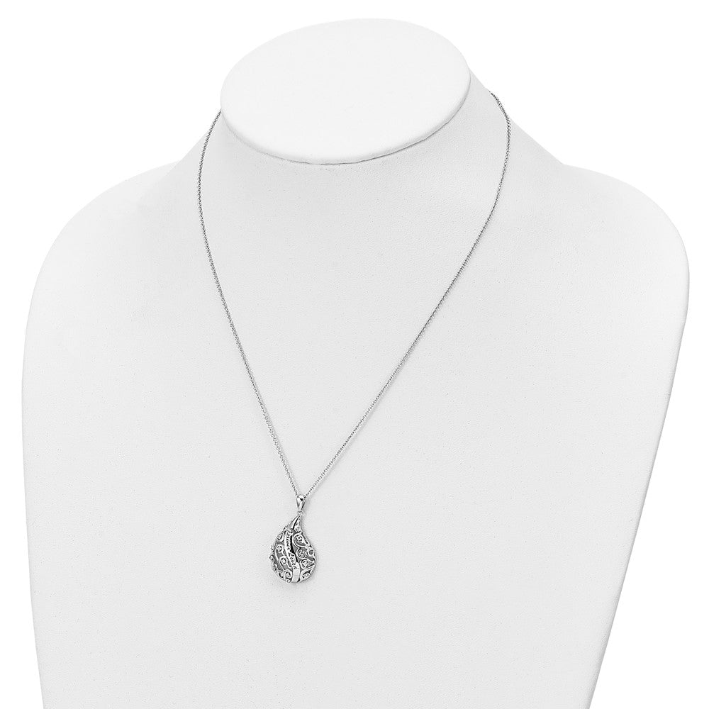 Sterling Silver Sentimental Expressions Rhodium-Plated Antiqued Cz Forever Loved Missed 18 Inch Necklace