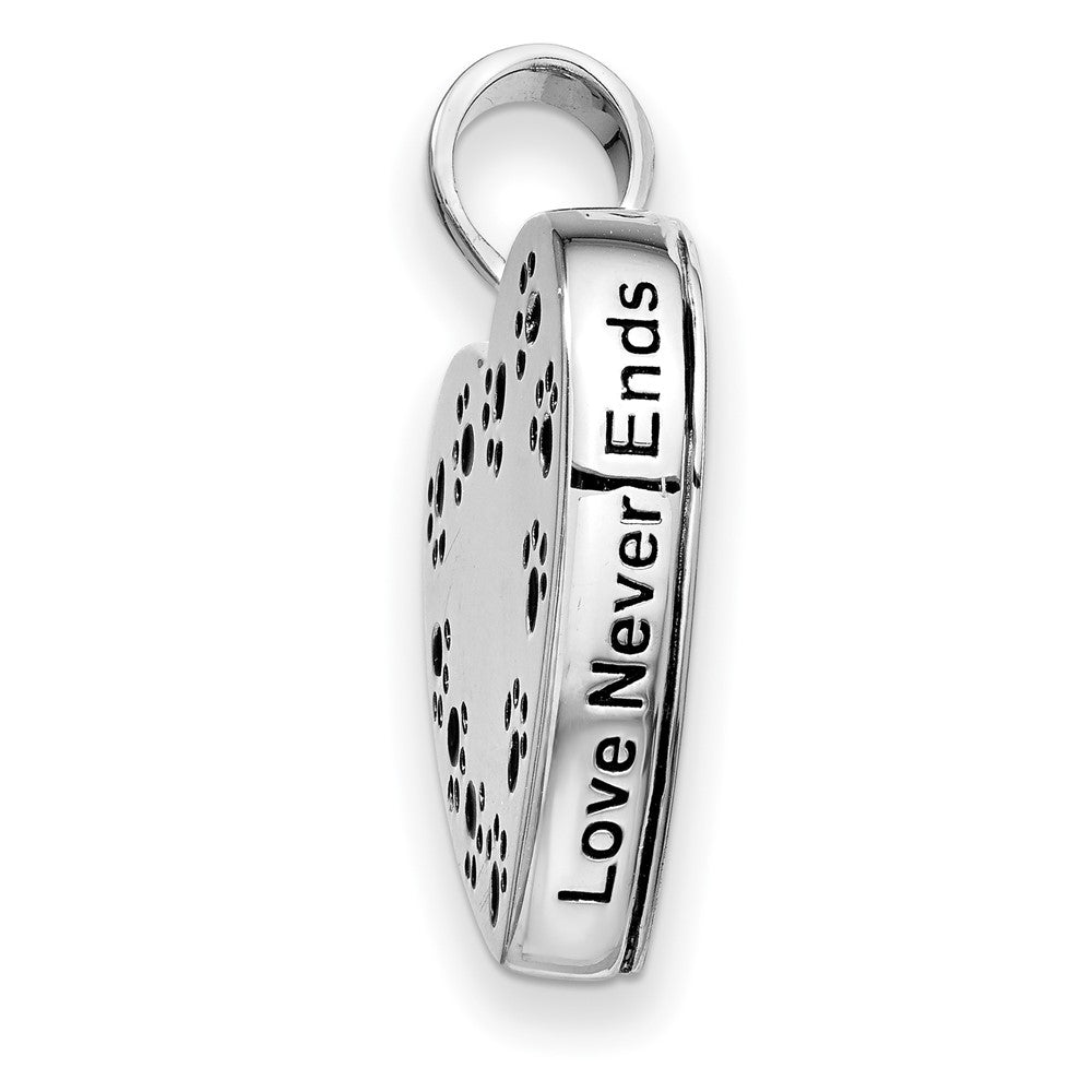 Sterling Silver Sentimental Expressions Rhodium-Plated Antiqued Love Never Ends Pet Ash Holder 18 Inch Necklace