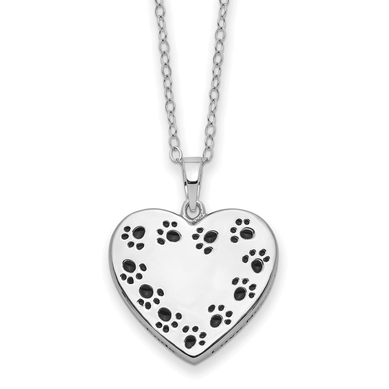 Sterling Silver Sentimental Expressions Rhodium-Plated Antiqued Love Never Ends Pet Ash Holder 18 Inch Necklace