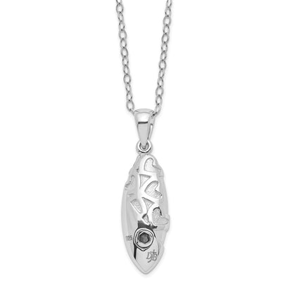 Sterling Silver Sentimental Expressions Rhodium-Plated Scrolled Hearts Ash Holder 18 Inch Necklace