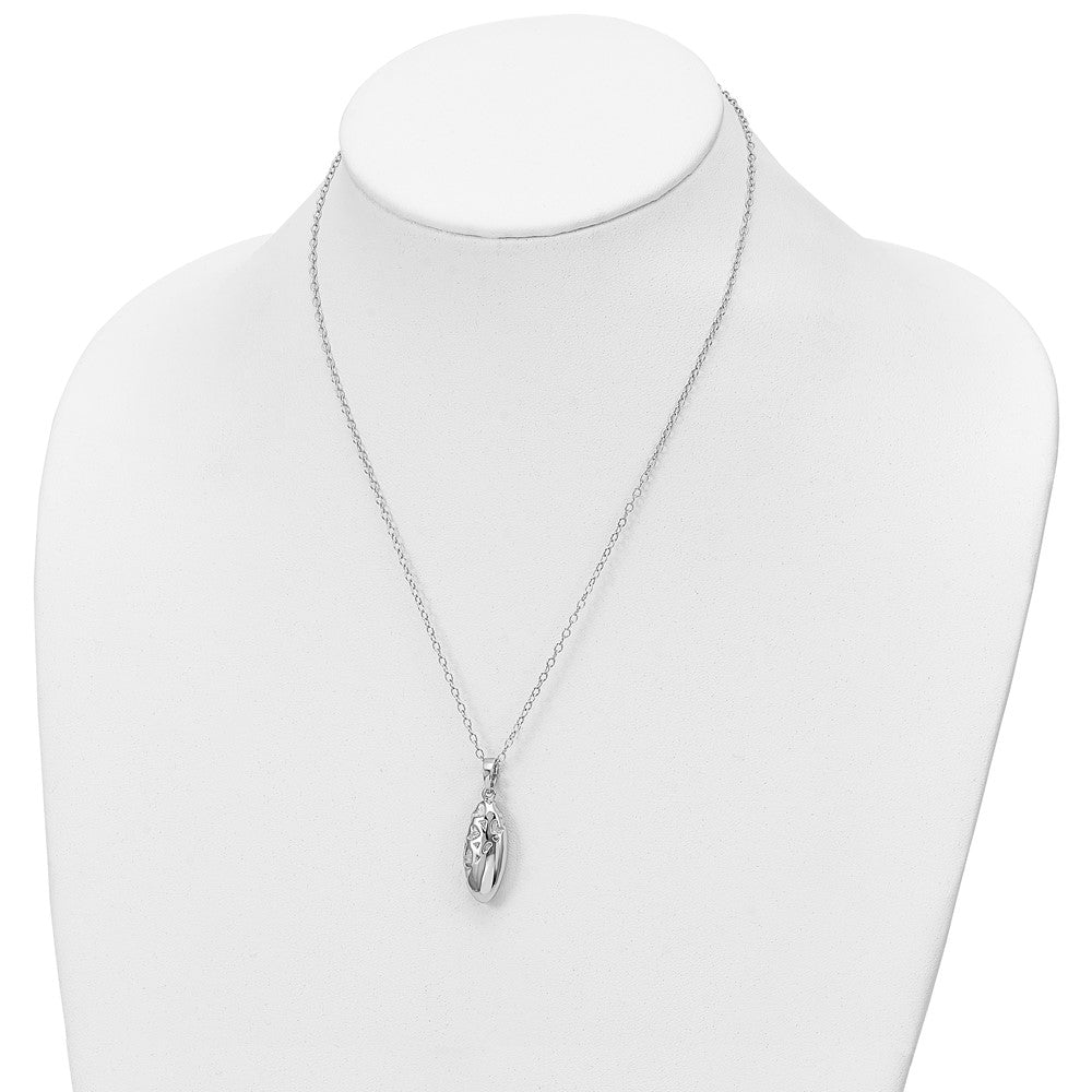 Sterling Silver Sentimental Expressions Rhodium-Plated Scrolled Hearts Ash Holder 18 Inch Necklace