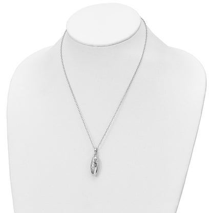 Sterling Silver Sentimental Expressions Rhodium-Plated Scrolled Hearts Ash Holder 18 Inch Necklace