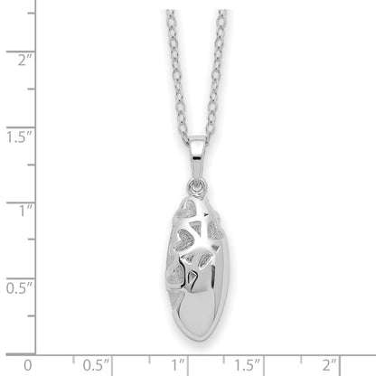 Sterling Silver Sentimental Expressions Rhodium-Plated Scrolled Hearts Ash Holder 18 Inch Necklace