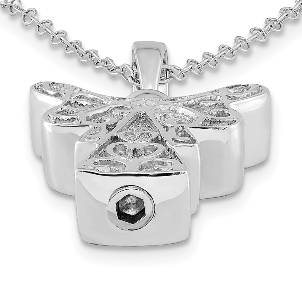 Sterling Silver Sentimental Expressions Rhodium-Plated My Angel Ash Holder 18 Inch Necklace