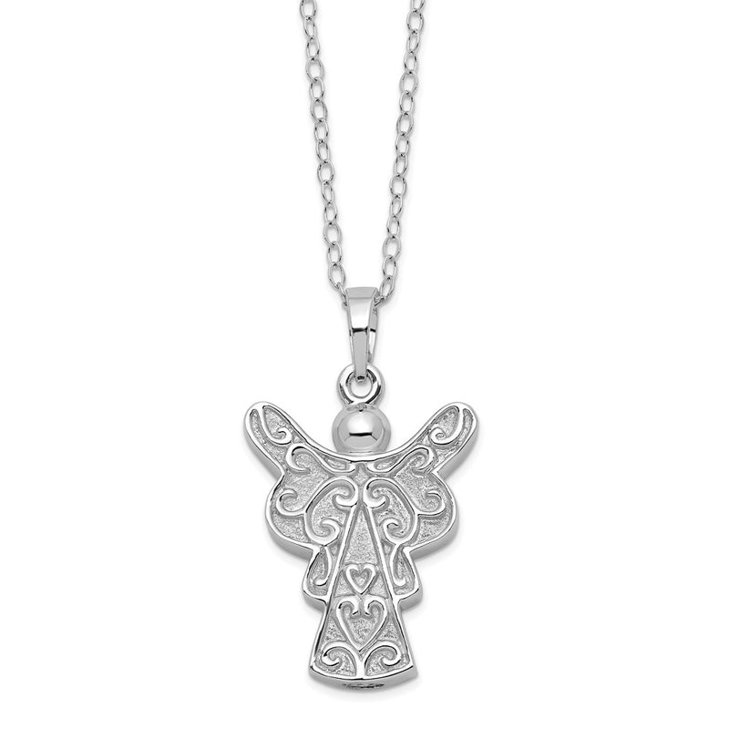 Sterling Silver Sentimental Expressions Rhodium-Plated My Angel Ash Holder 18 Inch Necklace