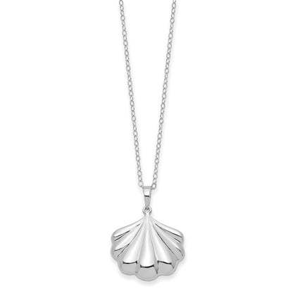 Sterling Silver Sentimental Expressions Rhodium-Plated Shell Ash Holder 18 Inch Necklace