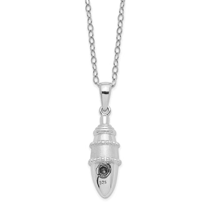Sterling Silver Sentimental Expressions Rhodium-Plated Beaded Bulb Shaped Ash Holder 18 Inch Necklace