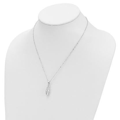 Sterling Silver Sentimental Expressions Rhodium-Plated Beaded Bulb Shaped Ash Holder 18 Inch Necklace