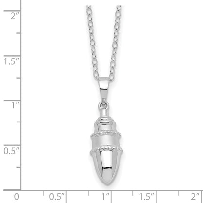 Sterling Silver Sentimental Expressions Rhodium-Plated Beaded Bulb Shaped Ash Holder 18 Inch Necklace