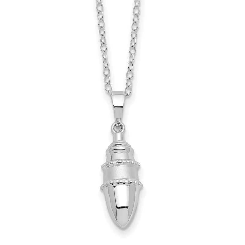 Sterling Silver Sentimental Expressions Rhodium-Plated Beaded Bulb Shaped Ash Holder 18 Inch Necklace