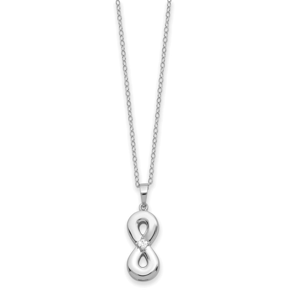 Sterling Silver Sentimental Expressions Rhodium-Plated Cz Infinity Ash Holder 18 Inch Necklace