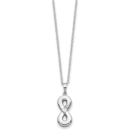Sterling Silver Sentimental Expressions Rhodium-Plated Cz Infinity Ash Holder 18 Inch Necklace