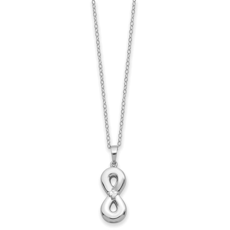 Sterling Silver Sentimental Expressions Rhodium-Plated Cz Infinity Ash Holder 18 Inch Necklace