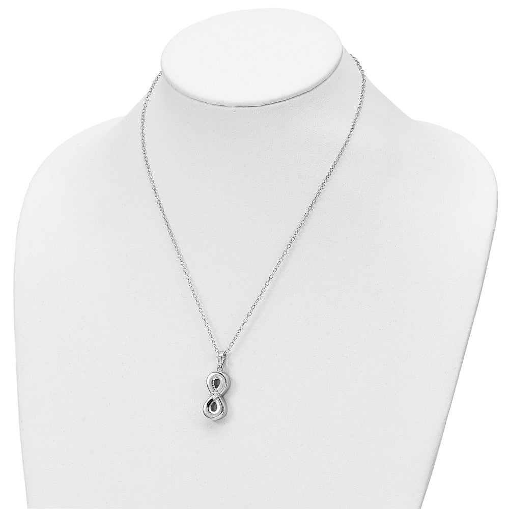 Sterling Silver Sentimental Expressions Rhodium-Plated Cz Infinity Ash Holder 18 Inch Necklace