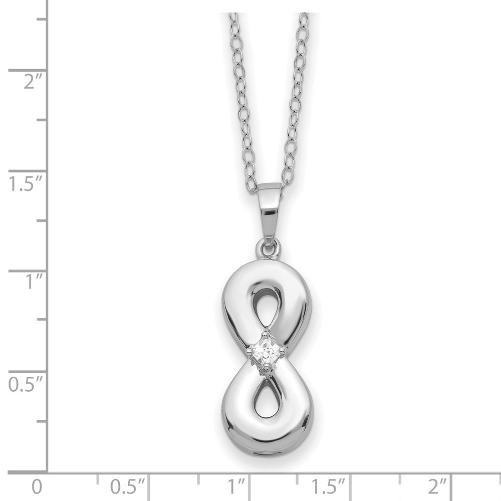 Sterling Silver Sentimental Expressions Rhodium-Plated Cz Infinity Ash Holder 18 Inch Necklace