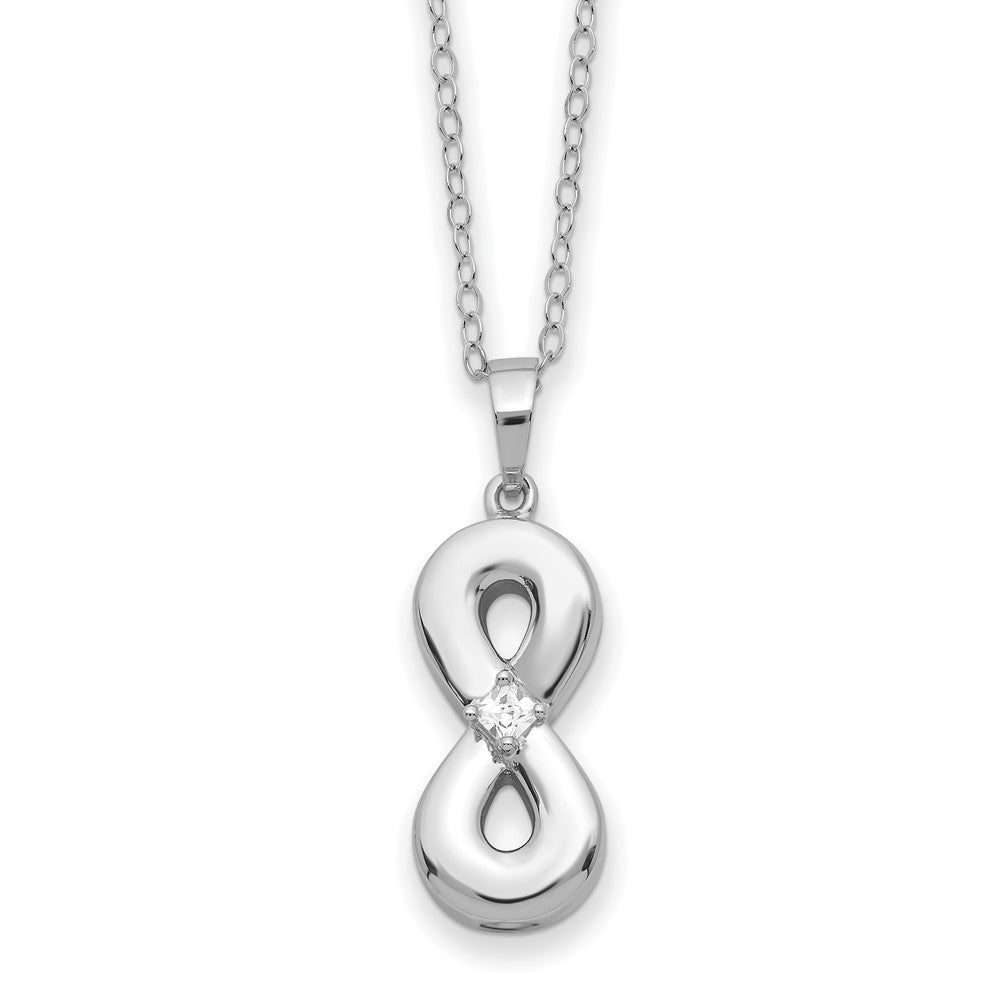Sterling Silver Sentimental Expressions Rhodium-Plated Cz Infinity Ash Holder 18 Inch Necklace