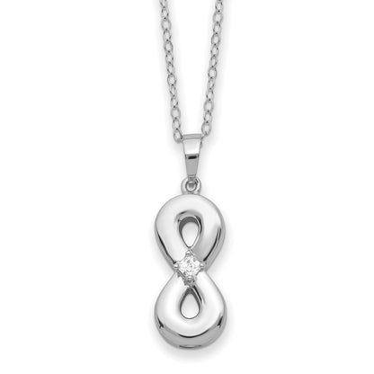 Sterling Silver Sentimental Expressions Rhodium-Plated Cz Infinity Ash Holder 18 Inch Necklace