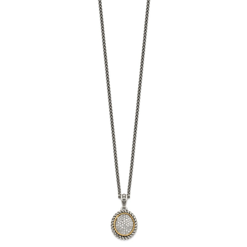 14K/Silver Two-Tone Shey Couture Sterling Silver With 14K Accent 18 Inch Antiqued Diamond Necklace