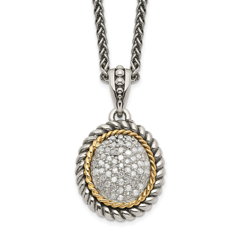 14K/Silver Two-Tone Shey Couture Sterling Silver With 14K Accent 18 Inch Antiqued Diamond Necklace