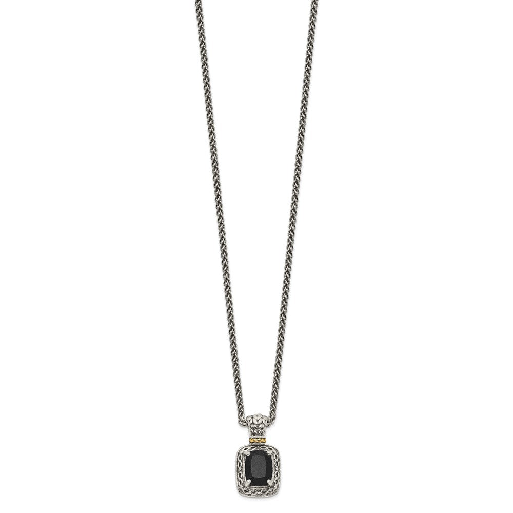 14K/Silver Two-Tone Shey Couture Sterling Silver With 14K Accent 18 Inch Antiqued Black Onyx Necklace