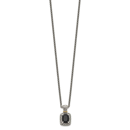 14K/Silver Two-Tone Shey Couture Sterling Silver With 14K Accent 18 Inch Antiqued Black Onyx Necklace