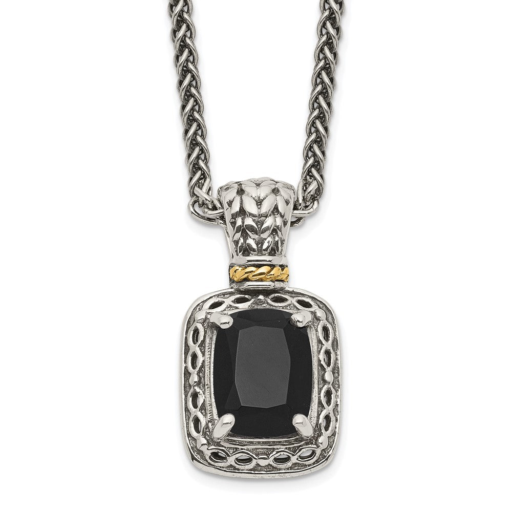 14K/Silver Two-Tone Shey Couture Sterling Silver With 14K Accent 18 Inch Antiqued Black Onyx Necklace