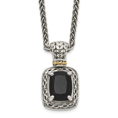 14K/Silver Two-Tone Shey Couture Sterling Silver With 14K Accent 18 Inch Antiqued Black Onyx Necklace