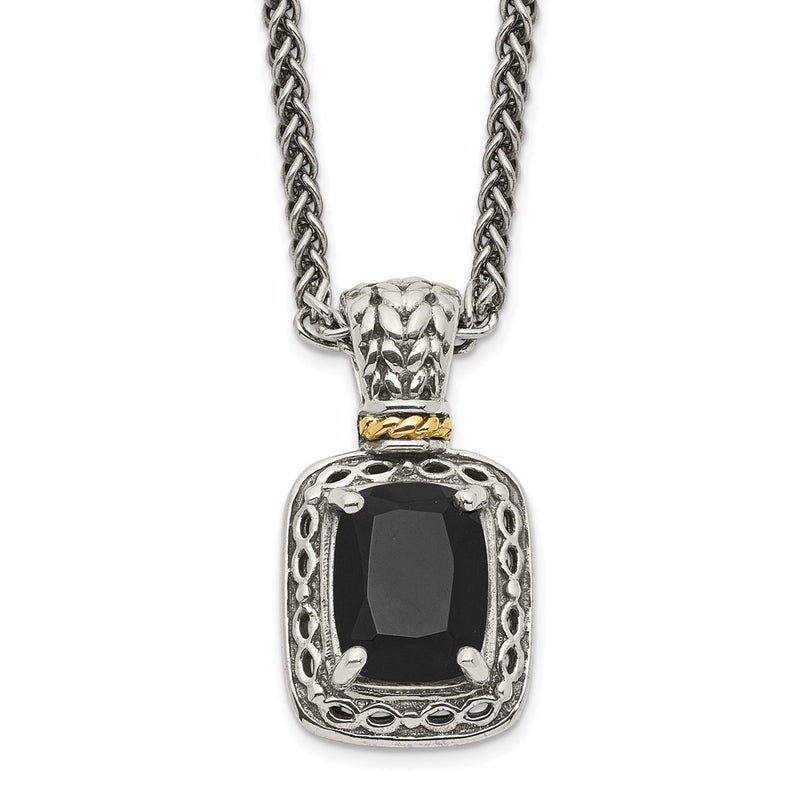 14K/Silver Two-Tone Shey Couture Sterling Silver With 14K Accent 18 Inch Antiqued Black Onyx Necklace