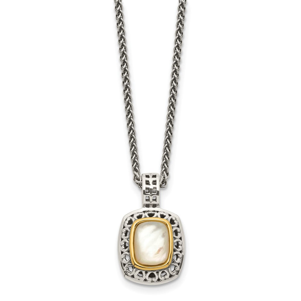 14K/Silver Two-Tone Shey Couture Sterling Silver With 14K Accent 18 Inch Antiqued Mother Of Pearl Necklace