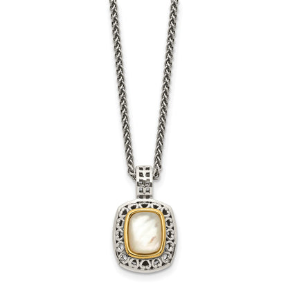 14K/Silver Two-Tone Shey Couture Sterling Silver With 14K Accent 18 Inch Antiqued Mother Of Pearl Necklace