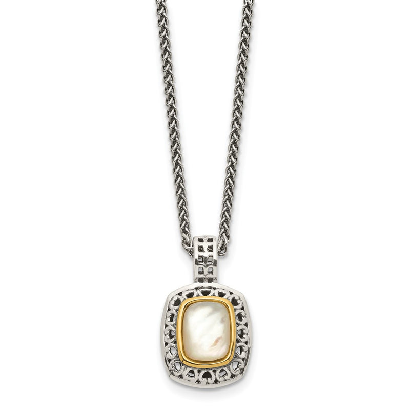 14K/Silver Two-Tone Shey Couture Sterling Silver With 14K Accent 18 Inch Antiqued Mother Of Pearl Necklace
