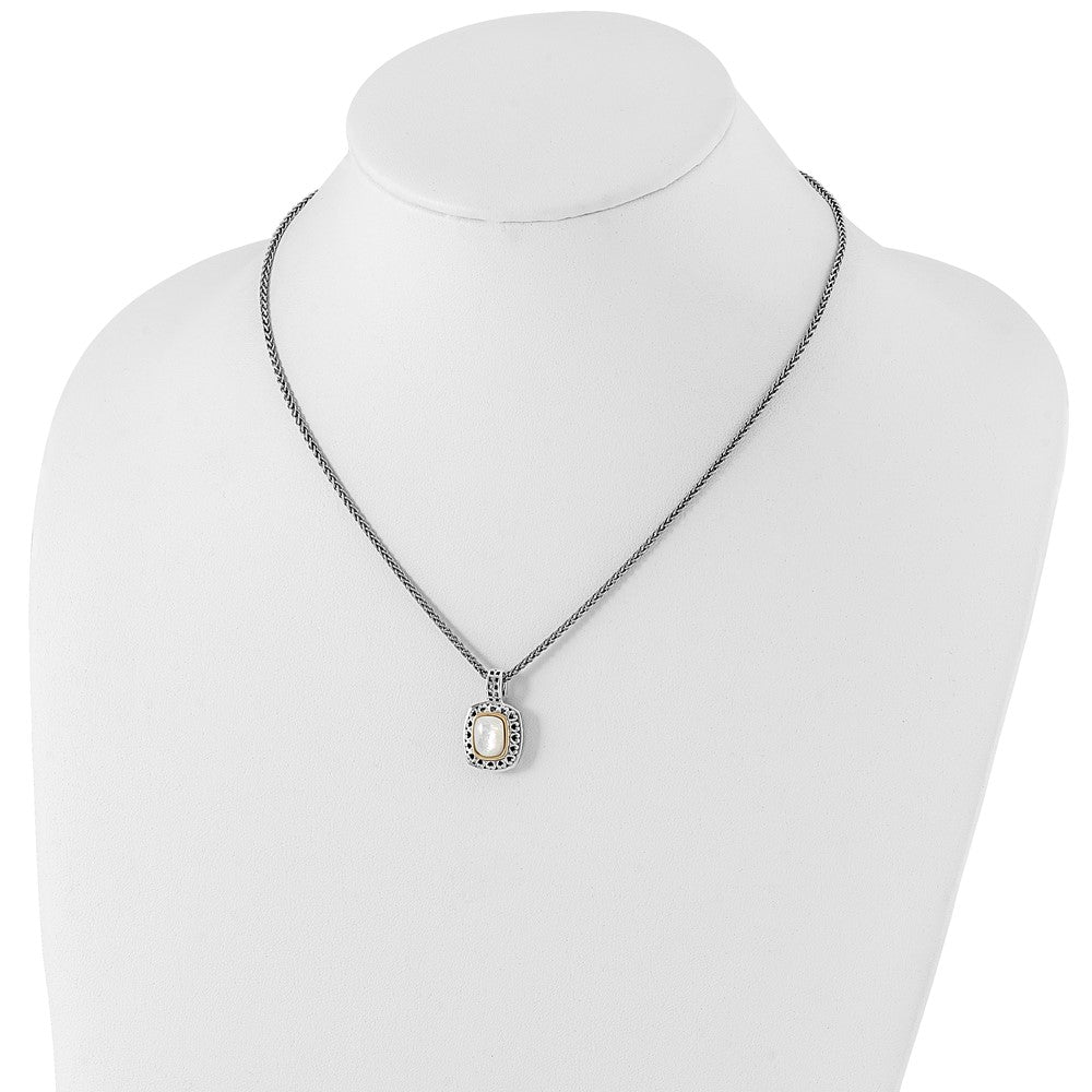 14K/Silver Two-Tone Shey Couture Sterling Silver With 14K Accent 18 Inch Antiqued Mother Of Pearl Necklace